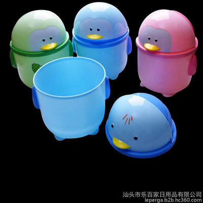 萌趣桌面小助手 卡通企鵝造型塑料垃圾桶評測